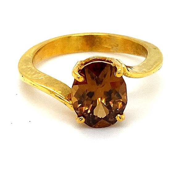 Orange Zircon 5.00ct Solid 18K Yellow Gold Ring - Picture 1 of 6